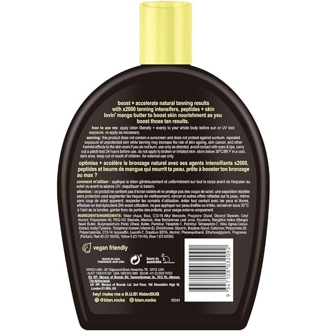 b.tan UV Tanning Bed Lotion | Darkest Tanning Lotion - Indoor Outdoor Tan Bronzer Accelerator, Best Browning Lotion, 12 Fl Oz