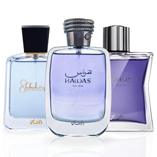 RASASI Arabian Perfume for Men Hawas, Daarej Eau De Parfum Men 100ML(3.4 OZ) Shuhrah 90ML | Long-Lasting perfumes, Elevate Your Aura With These Masculine Scents. (Bundle)