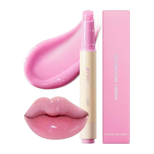 Nature Republic HONEY MELTING LIP GLITTER (13 AURORA) SOFT LIP STICK Hydrating Gloss, Moisturizing balms, Shine Glimmer Finish, Shimmery-Sheer tint, korean make up
