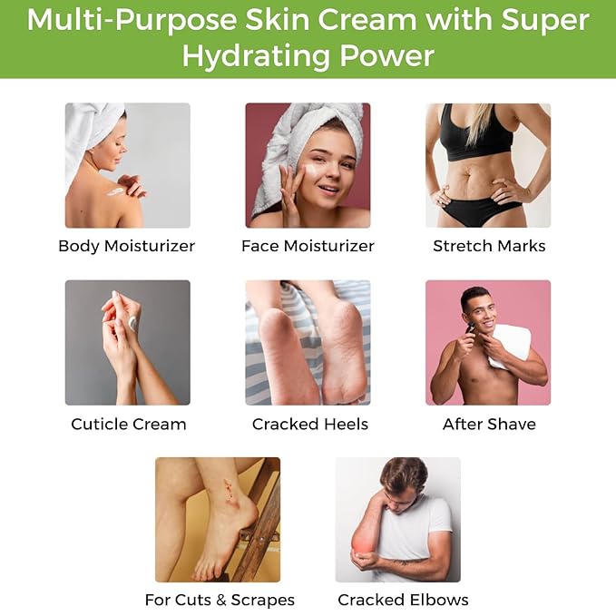 RaGaNaturals Natural Moisturizing Cream - Body & Face Moisturizer for Dry to Very Dry, Sensitive Skin - Unscented Body Cream with Vitamin E & Avocado, Argan Oil - Non-Comedogenic, Fragrance Free -8 Oz