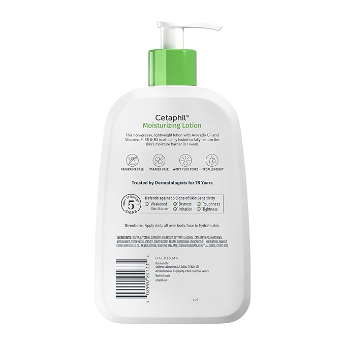 Cetaphil Hydrating Moisturizing Lotion for Normal to Dry, Sensitive Skin, 16 oz + Travel Size Gentle Skin Cleanser 2 oz