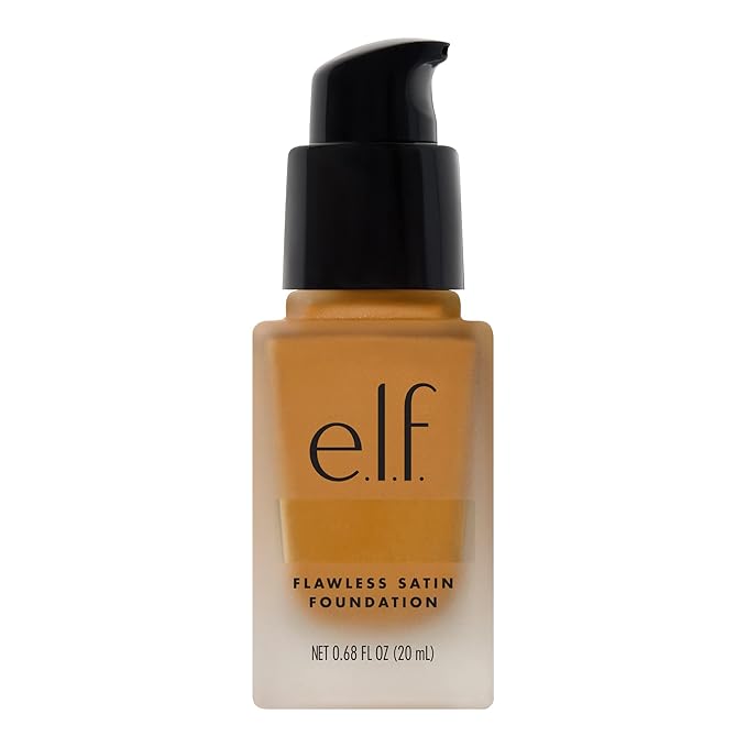 e.l.f. Flawless Satin Foundation, Lightweight & Medium Coverage, Semi-Matte Finish, Vegan & Cruelty-Free, Suede, 0.68 Fl Oz (20mL)