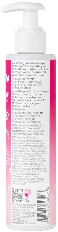 Pacifica Body Lotion - Island Vanilla Body Moisturizer - Plant Powered Aromatherapy - Tropical Vanilla Coconut Scent -w/Vitamin E, Almond Oil & Coconut Water Vegan & Cruelty-Free Dermatologist Tested