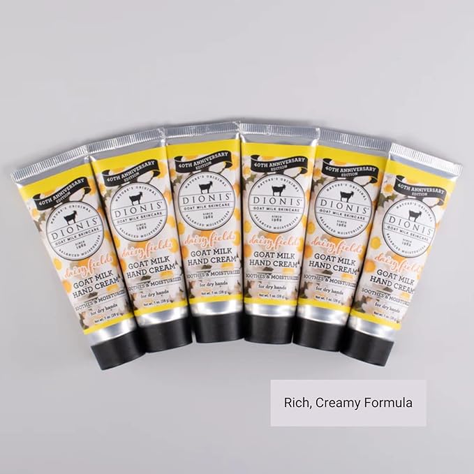 Dionis - Goat Milk Skincare Scented Hand Cream (1 oz) Set of 6, Moisturizing Lotion for Dry Skin, Good for Sensitive Skin, Cruelty-free and Paraben-free (Daisy Fields)