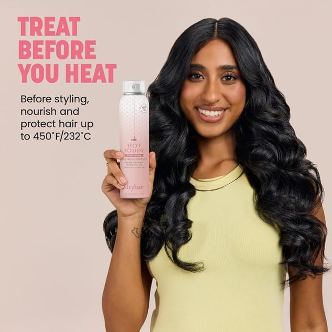 Drybar Hot Toddy Heat Protectant Mist Blanc Scent - Travel Size Lightweight Heat Protectant for Hair protects from Heat & Styling with Curling, Straightening and Styling Irons