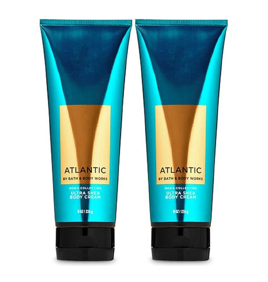 Bath and Body Works Atlantic 2 Pack Men's Collection Ultra Shea Body Cream 8 Oz (Atlantic)