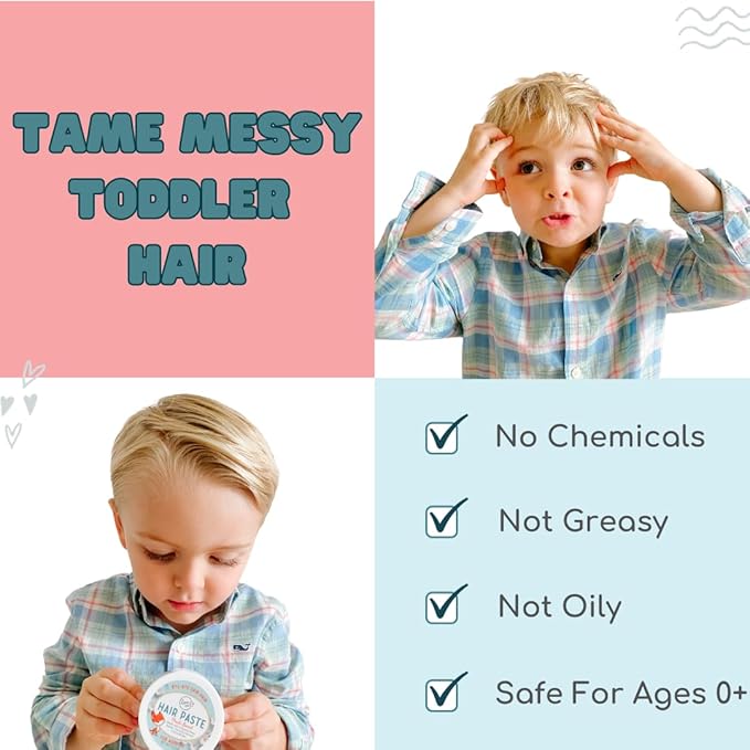 LANE & CO. Hair Paste - Plant-Based Styling Paste for Babies, Toddlers, Kids - Natural & Organic Formula, Safe & Non-Sticky, Tame Bed Head & Flyaway Hair, 2oz