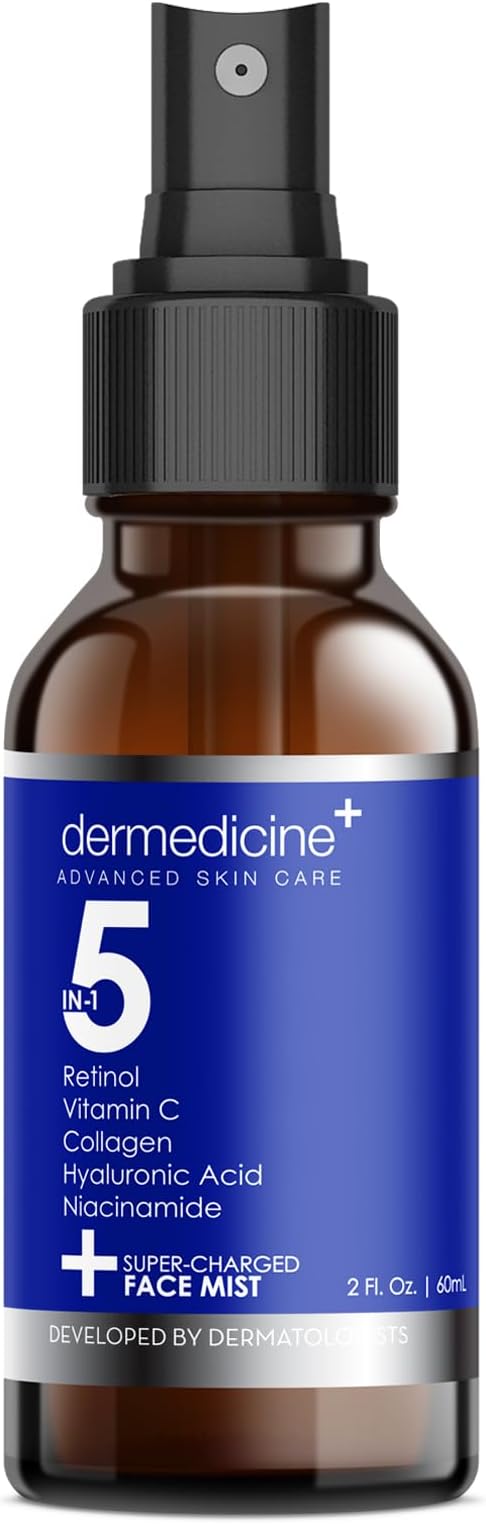 5 in 1 Super Charged Anti-Aging Face Mist w/Retinol, Vitamin C, Collagen, Hyaluronic Acid & Niacinamide | Hydrates, Refreshes & Brightens for a More Glowing Complexion | 2 fl oz, 60 ml