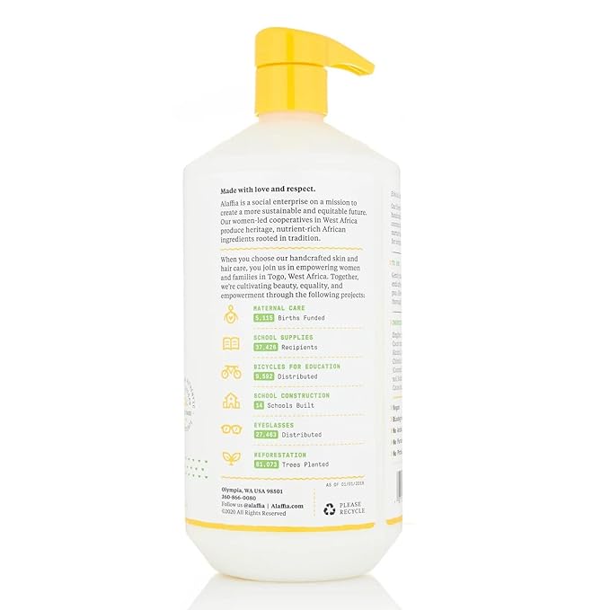 Alaffia EveryDay Coconut Conditioner, Ultra Hydrating Conditioner for Normal to Dry Hair. Made with Fair Trade Coconut Oil and Ginger. Cruelty Free, No Parabens, Vegan, Purely Coconut 32 Fl Oz