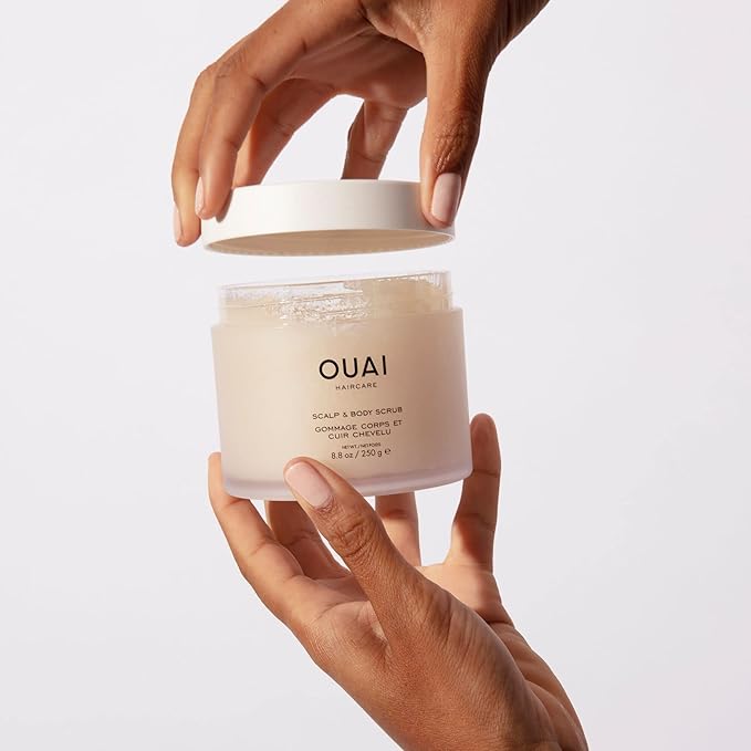 OUAI Scalp & Body Scrub, Melrose Place - Exfoliating Body Scrub with Sugar & Coconut Oil Blend for Smooth, Moisturized Skin - Gentle Scalp Scrub for Removing Product Build Up (8.8 Oz)