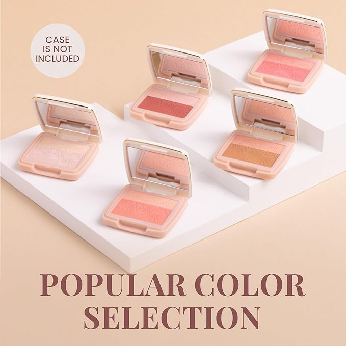 Paul & Joe Pressed Blush Palette Refill Only, Case Sold Separately, Oil-Absorbing Blush Powder, Bi-Color Face Blushes with Fitting Veil Powder, Peach Orange and Pink, 04 Petite Betise, 0.17 oz