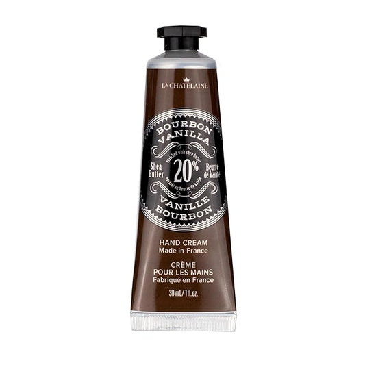 La Chatelaine 20% Shea Butter Hand Cream Travel Size, Men, Unisex, Organic Argan Oil, Moisturizing, Nourishing, Extra-Rich Hand Lotion, Made in France, Paraben Free, 1 oz / 30ml (Bourbon Vanilla)