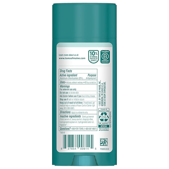 Tom’s of Maine North Woods Antiperspirant for Men and Women, With Recycled Aluminum, 3.25 oz