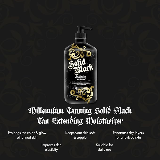 Millennium Tanning Solid Black Tan Extender Lotion - Hydrating After Sun Lotion, 18.25 Ounces