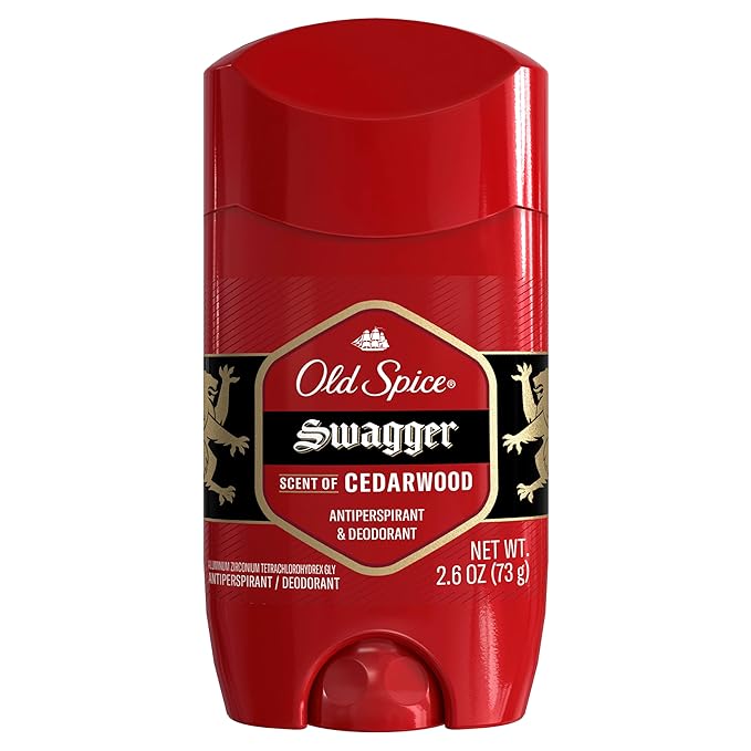 Old Spice Antiperspirant Deodorant for Men, 24/7 Sweat & Odor Protection, 24/7 Lasting Freshness, Invisible Solid, Swagger with Cedarwood Scent, 2.6 oz