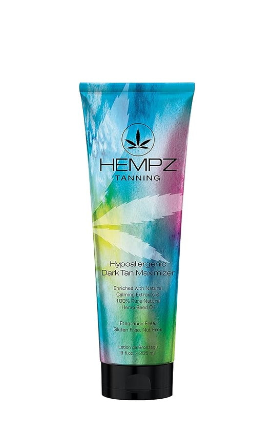 HEMPZ Hypoallergenic Dark Tan Maximizer - Herbal Moisturizing Self Tanning Lotion - Fragrance Free for Tanning Beds, Beach, Sun 9 Fl OZ