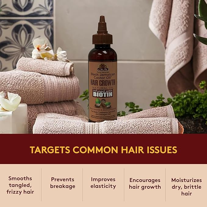 Okay Black Jamaican Castor Oil Hair Growth for Unisex - 4 oz Oil