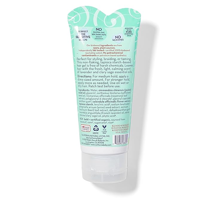 California Baby Calming Hair Gel for Kids | 100% Plant-Based Baby Hair Gel | Medium-Hold | Lavender Scent | Hypoallergenic| 82 g / 2.9 oz.