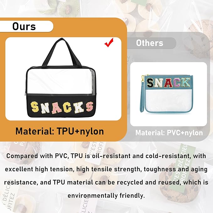 Chenille letter snacks bag zipper