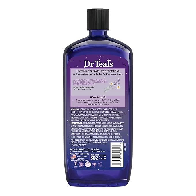 Dr Teal's Foaming Bath with Pure Epsom Salt, Vitamin C & Sleep Blend, 34 fl oz (Pack of 2)