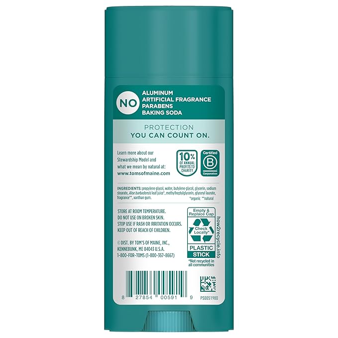 Tom's of Maine Rose Vanilla Aluminum Free Natural Deodorant For Women & Men | Goes on Clear | Odor & Wetness Protection | Naturally Derived and Moisture-Locking Ingredients | 3.25 oz (2 Pack)