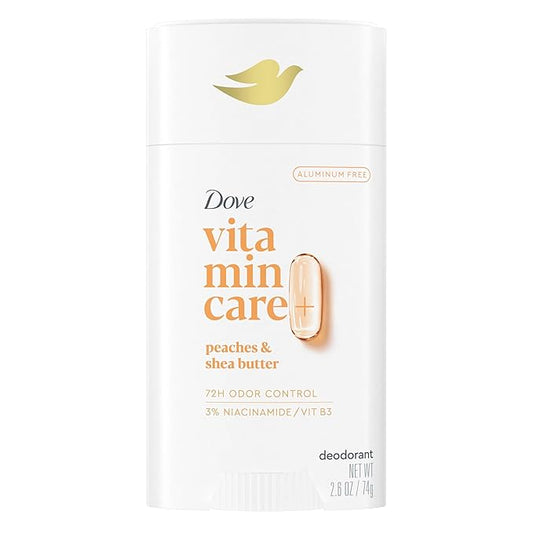 Dove VitaminCare+ Aluminum Free Deodorant Stick for 72H Odor Protection Peaches & Shea Butter Breathable Deodorant for Women 2.6 oz