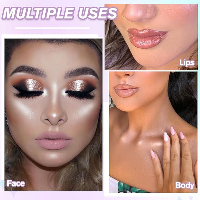 Highlighter Makeup Palette, Long Lasting New Formula, Pearlescent Pearlescent Shimmer