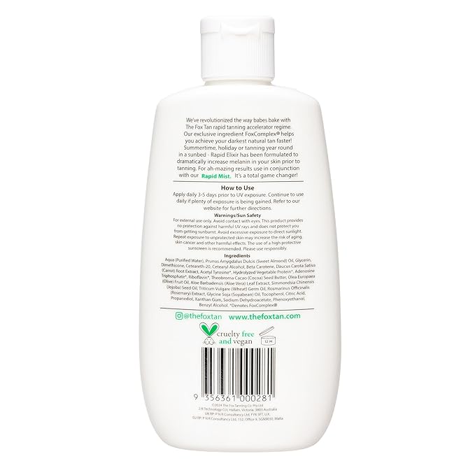 The Fox Tan Fragrance-Free Rapid Tanning Mist, Natural Tanning Accelerator Mist For Darker & Faster Tans, Flawless Tans, Vegan & Cruelty Free, 120mL