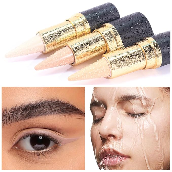 Kaely 2Pcs Dark Nude Gel Eyeliner Pencil, Natural Cream Eye Liner Waterproof Smudge Proof, Matte Waterline Eyeliner Eyeshadow Stick, Brighten Eye Makeup, Vegan & Cruelty-Free