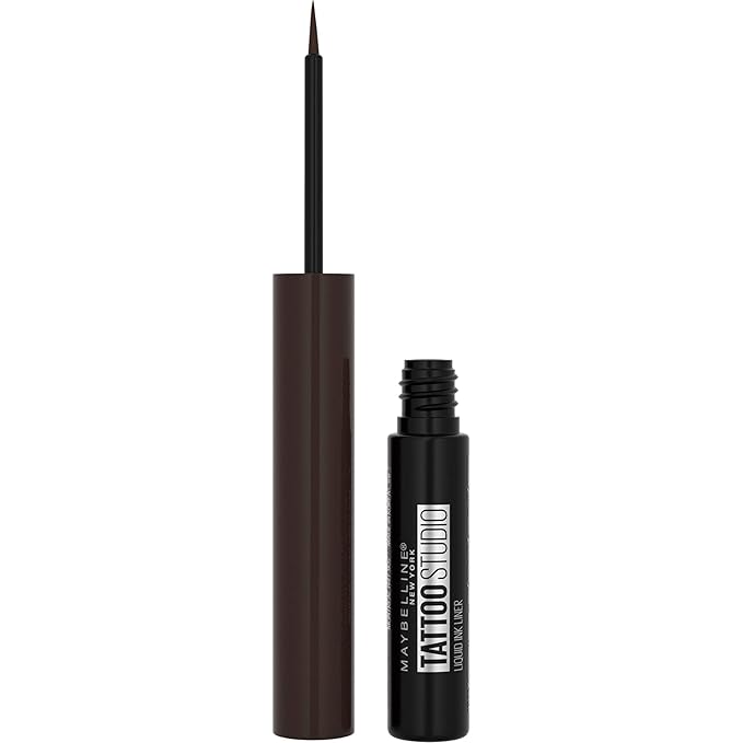 Maybelline TattooStudio Liquid Ink Longwear Liquid Eyeliner Makeup, Dark Henna Brown, 1 Count