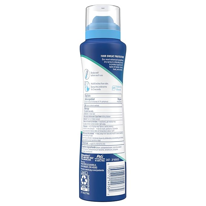 Secret Clinical Strength Dry Spray Antiperspirant Deodorant for Women, 3X Stress Protection, 72hr Sweat & Odor Protection, PH Balancing Minerals, Light & Fresh Scent, 3.8 oz