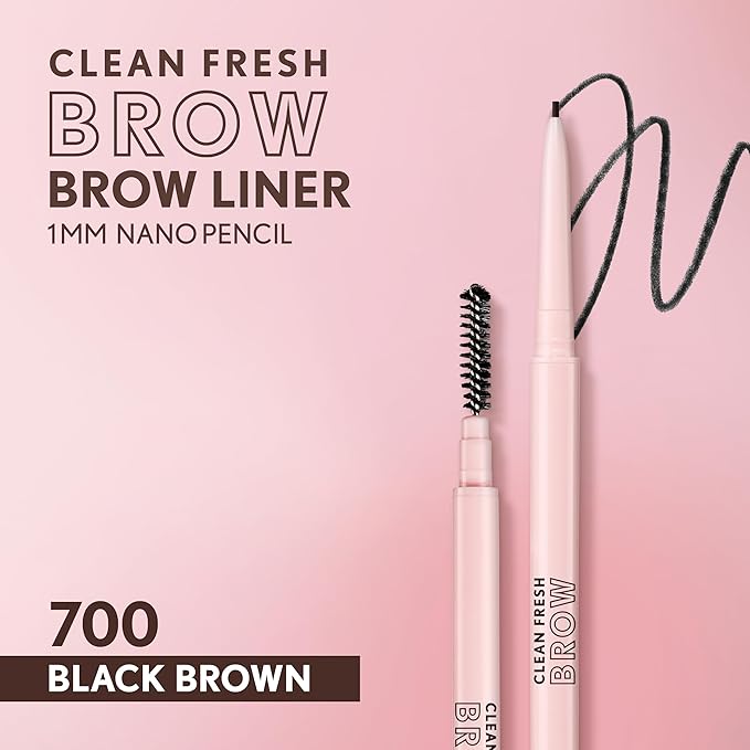 Covergirl Clean Fresh Brow Nano, 700 Black Brown, Eyebrow Pencil, Ultra-Precise Tip, Waterproof, Transfer-Resistant, Built-In Spoolie, Vegan Formula, 0.001oz