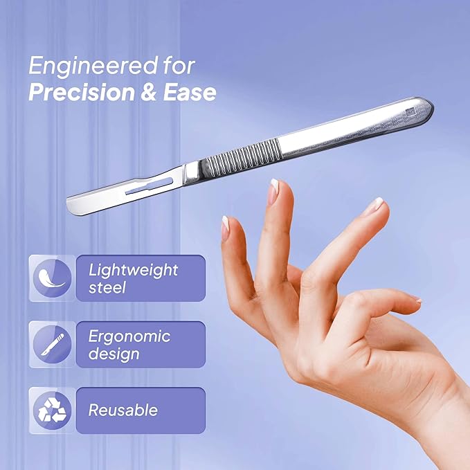#14R Blades Dermaplaning Scalpels with Dermaplane Handle - Pack of 15 Dermaplane Razor for Women Face + Dermaplane Handle #3, Dermaplaning Tool for Face