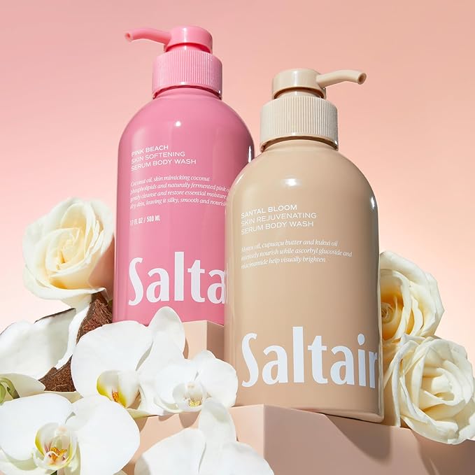Saltair Body Wash, Signature Scents 2-Pack. Moisturizing Body Cleanser with Monoi Oil and Cupuacu Butter. Luxury Shower Gel for Women and Men. Vegan, Cruelty-Free, Paraben-Free. 2x 17oz Pump Bottles