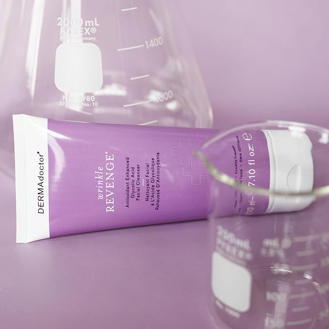 DERMAdoctor Antioxidant Enhanced Glycolic Acid Facial Cleanser, Dermatologist Formulated Gentle Cream Exfoliating Fragrance Free Face Wash for Men and Women - 7.10 oz