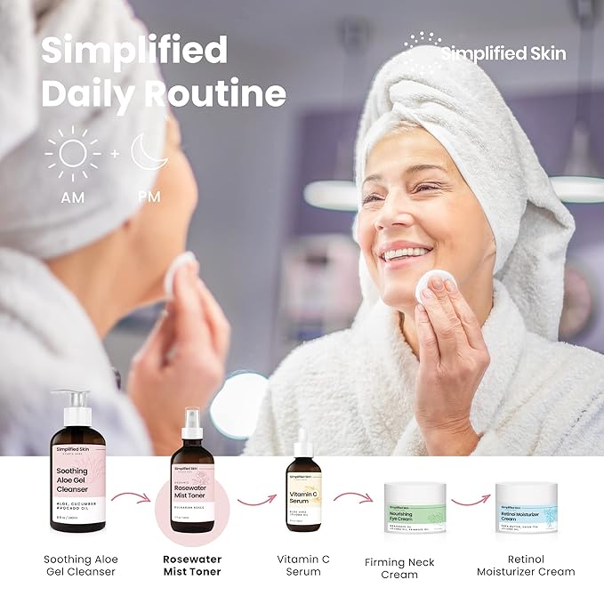 Rose Water Spray for Face & Hair (Refill Size) - Organic USDA Certified Rosewater Facial Toner - Alcohol-Free Makeup Setting Hydrating Face Mist - Anti-Aging Toner Spray - 8 Fl Oz