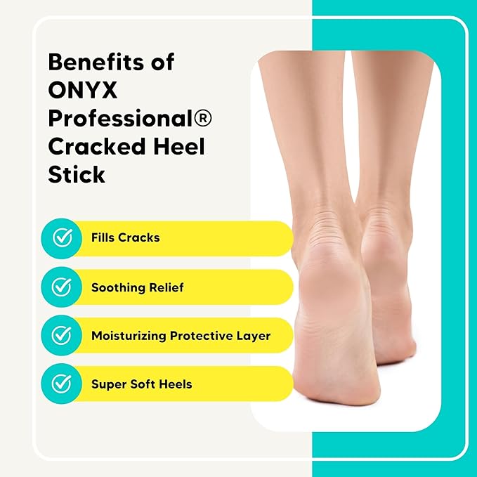 Onyx Professional Cracked Heel Repair Balm Stick for Dry Cracked Feet Treatment, Tea Tree Scent, 2 pack - Moisturizing Foot Balm, Rolls On, No Mess Like Foot Cream or Foot Lotion, Heel Treatment