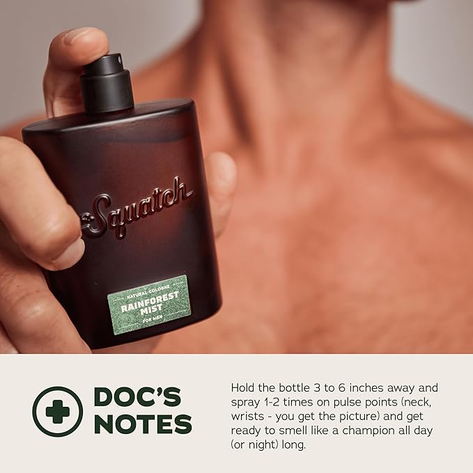 Dr. Squatch Natural Cologne for Men - Scent-Lock Technology and Sustainably-Sourced Ingredients - Rainforest Mist Cologne (1.7 fl oz)