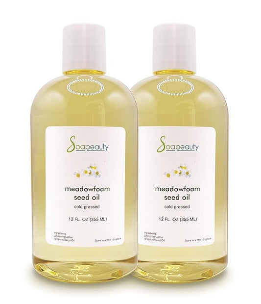 Soapeauty MEADOWFOAM SEED OIL Cold Pressed Unrefined | 100% Pure Natural Meadowfoam Seed Oil for Face & Hair | Moisturizer for Skin, Promotes Hair Growth, Balms | 24 fl oz (2 * 12 fl oz)