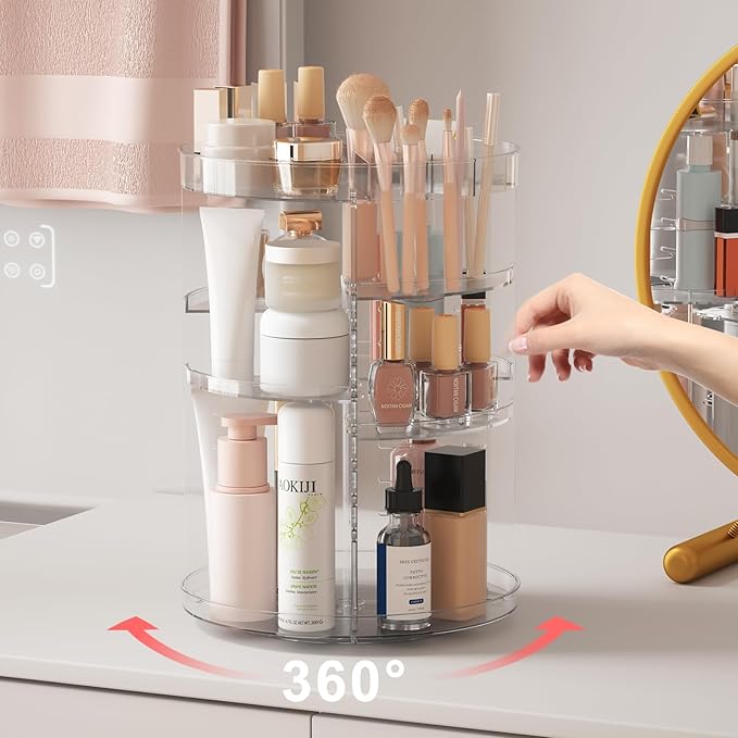 360 rotating makeup organizer with