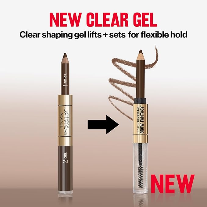 Revlon ColorStay Brow Fantasy, All In One Eyebrow Powder Pencil with Shaping Clear Gel, Gel Infused with Panthenol, Smudge-proof, 16HR Visibly Full Brows, 002 Soft Brown