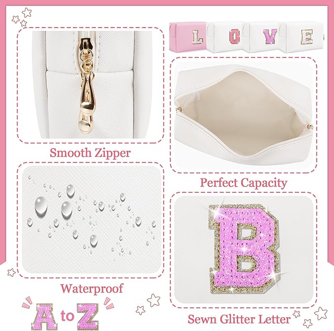 Personalized initial letter makeup bag,