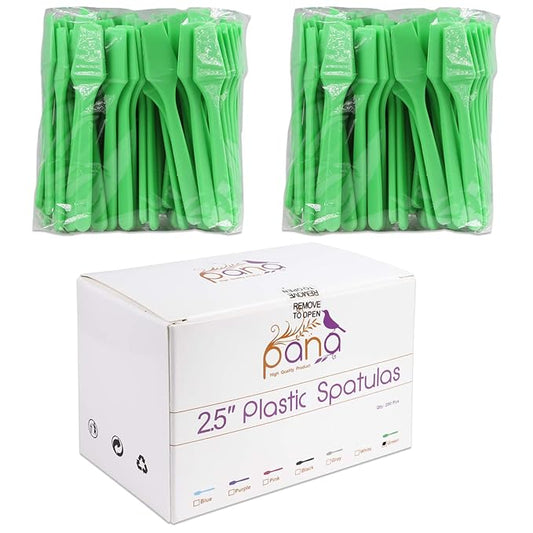 PANA Cosmetic Make Up Disposable Plastic 2.5" Spatulas Skin Care Facial Cream Mask Spatula (APPLE GREEN - 200 Pcs Box)