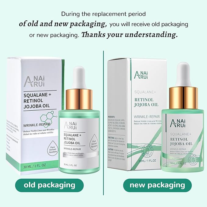 Squalane Retinol Jojoba Oil Moisturizer for Face Hydrate, Nourish, Moisturize Fine Lines and Wrinkles, Wrinkle-Repair Facial Oil for Smoother, Supple Skin 1 fl. Oz