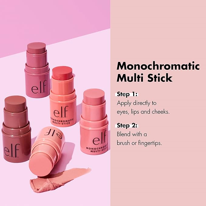 e.l.f. Monochromatic Multi Stick, Luxuriously Creamy & Blendable Peach, (5g) 0.17 oz