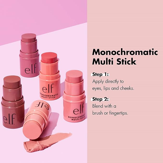 e.l.f. Monochromatic Multi Stick, Travel-Sized Luxuriously Creamy & Glimmering Guava