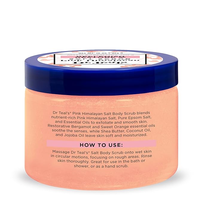 Dr Teal's Pink Himalayan Salt Body Scrub, Restore & Replenish with Pure Epsom Salt & Essential Oils, 16 oz (Pack of 3)