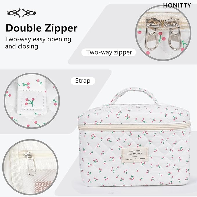 Makeup bag, quilted makeup bag,large