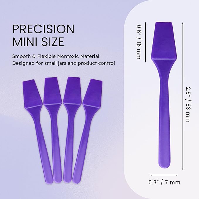 PANA 100pcs Brand Cosmetic Make Up Disposable Plastic 2.5" Spatulas Skin Care Facial Cream Mask Spatula (100 Pieces in a Container) (PURPLE)
