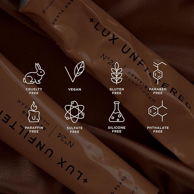 '+ Lux Unfiltered N°24 Reviving Hand Cream in Ylang Ylang - Best Hand Lotion to Repair Dry + Cracked Hands, Vegan + Cruelty Free Hand Moisturizer for Women + Men, Helps Minimize Signs of Aging
